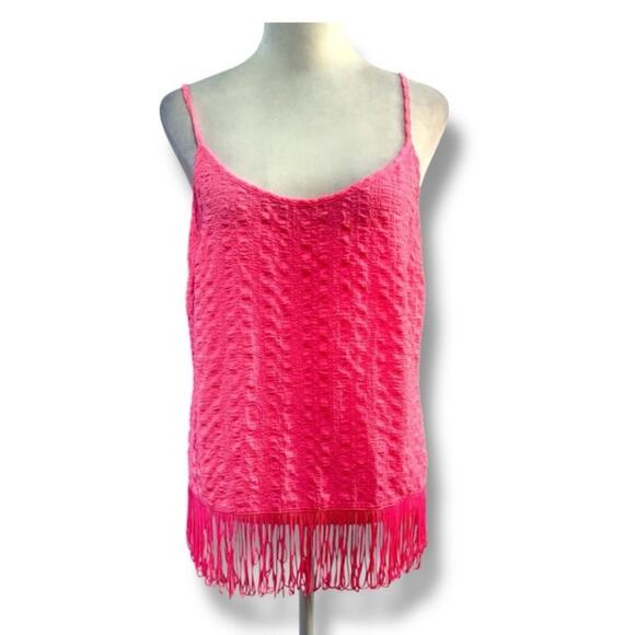 LILLY PULITZER Hot Pink  Sleeveless Camisole with Fringe Hem SZ S - Picture 10 of 11